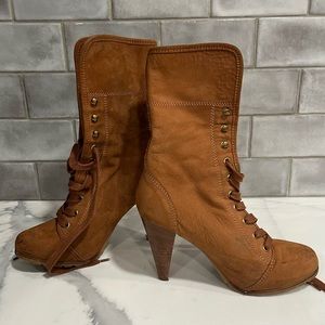 Steve Madden Lace-Up Boots - Camel